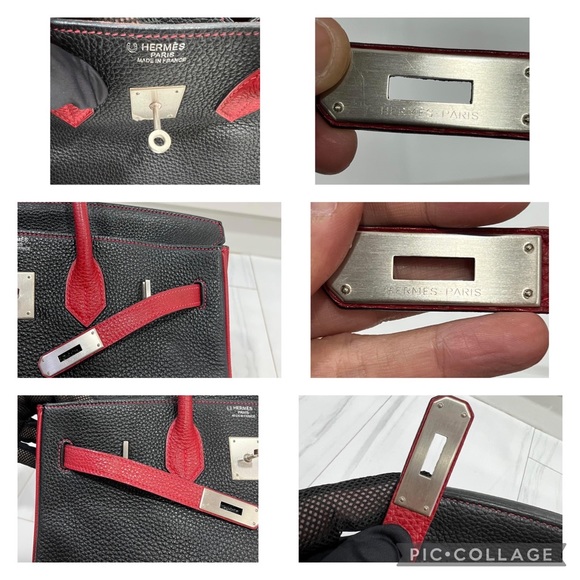 🖤❤️SOLD!!❤️🖤 HERMES BIRKIN 35 HSS BI-COLOR NOIRROUGE TOGO GARANCE BRUSHED PHW - Picture 14 of 16